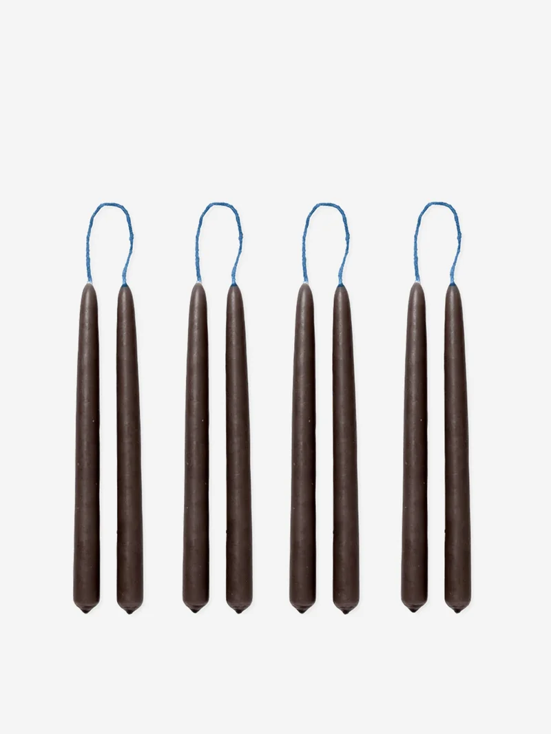 Image of ferm LIVING Dipped Candles Set of 8 - Brown
