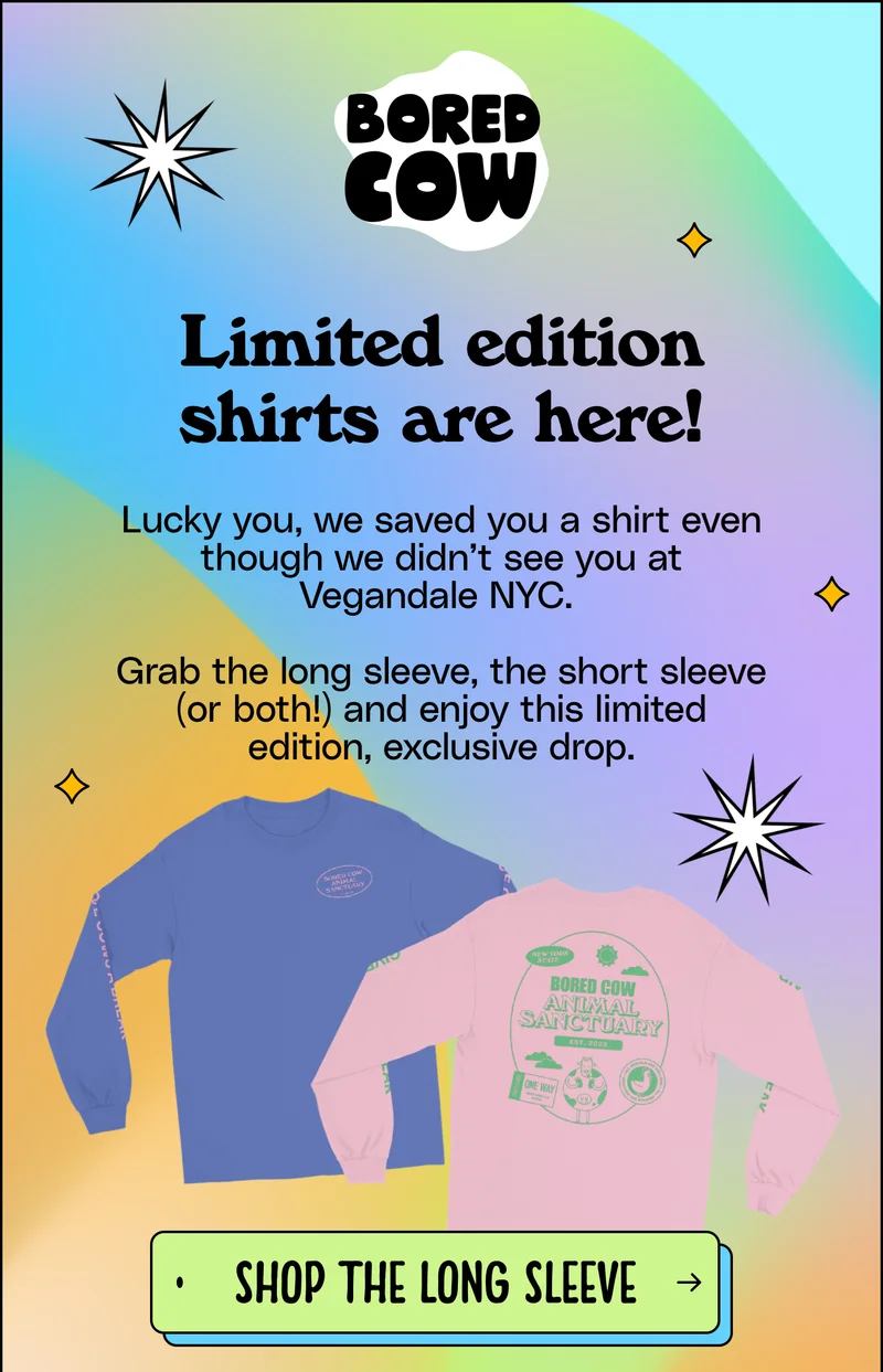 Limited edition shirts are here! Lucky you, we saved you a shirt even though we didn’t see you at Vegandale NYC.   Grab the long sleeve, the short sleeve (or both!) and enjoy this limited edition, exclusive drop. Shop the long sleeve