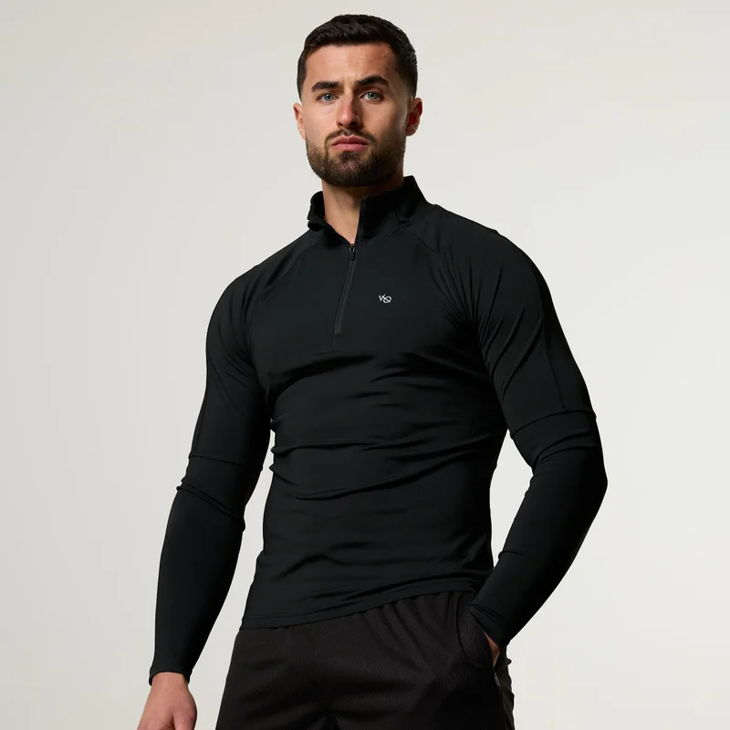 Image of Vanquish Essential V2 Performance Black 1/4 Zip Top