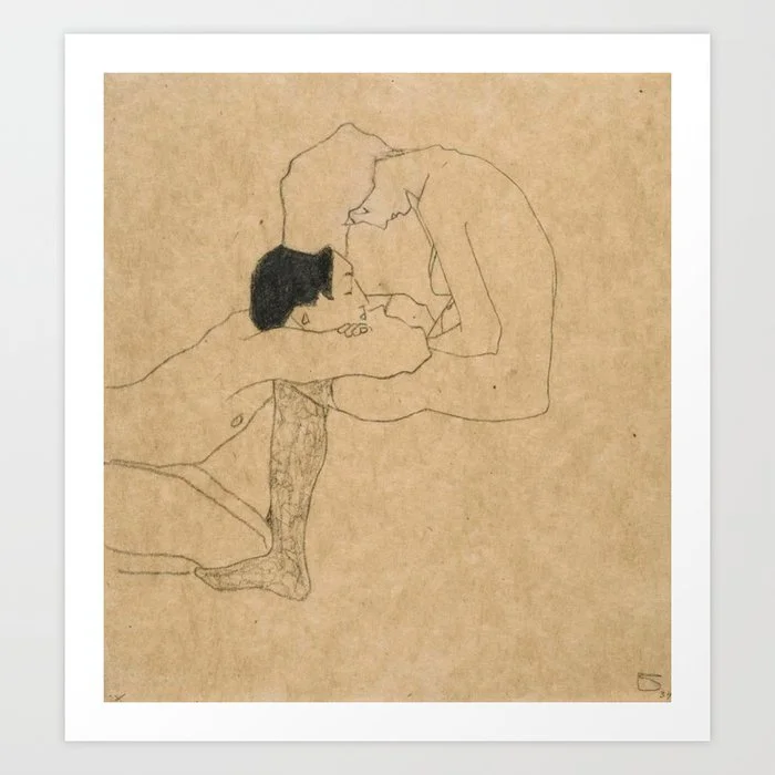 Egon Schiele lovers Art Print Art Print