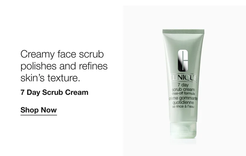 Creamy face scrub polishes and refines skin's texture. 7 Day Scrub Cream Shop Now