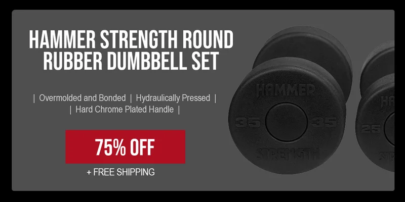 70% OFF - Hammer Strength Round Rubber Dumbbells - Outlet