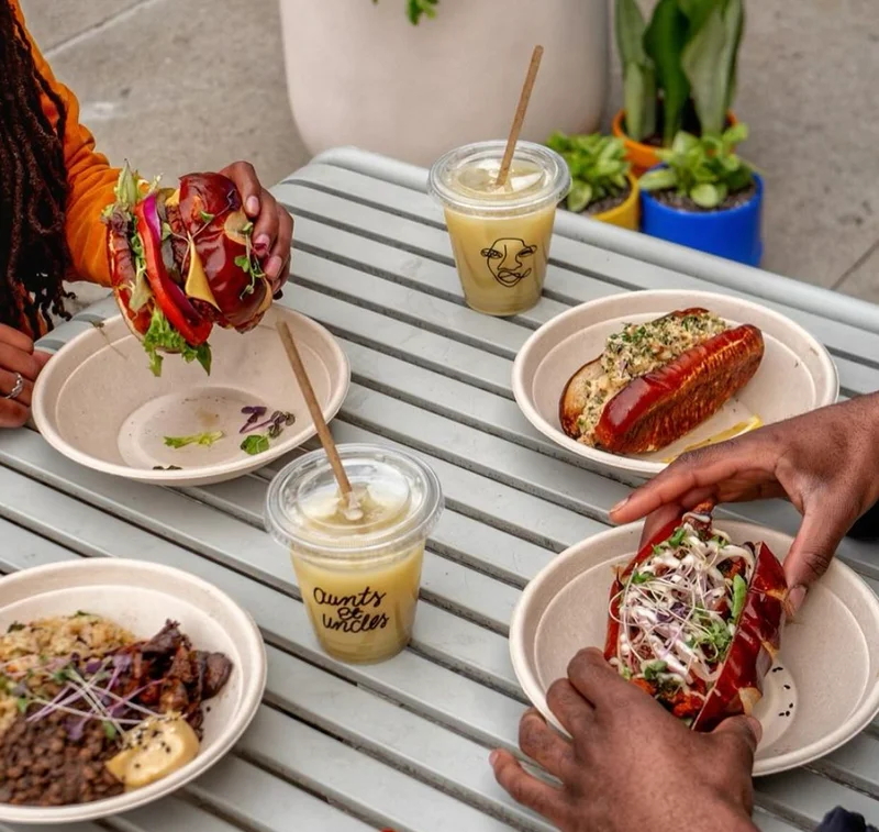 Vegan food options from the Aunts et Uncles food truck