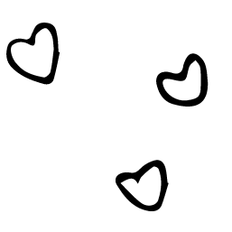 A black line drawing of three hearts.