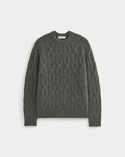 Image | Cable Knit Crew in Luxe Merino | Heathered Soot