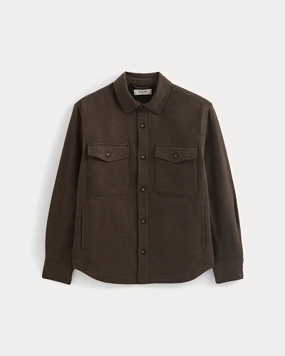 Image | Heavyweight Waffle Twill Overshirt | Heather Earth Brown