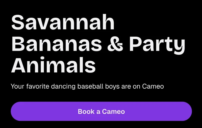 Savannah Bananas & Party Animals - Book a Cameo