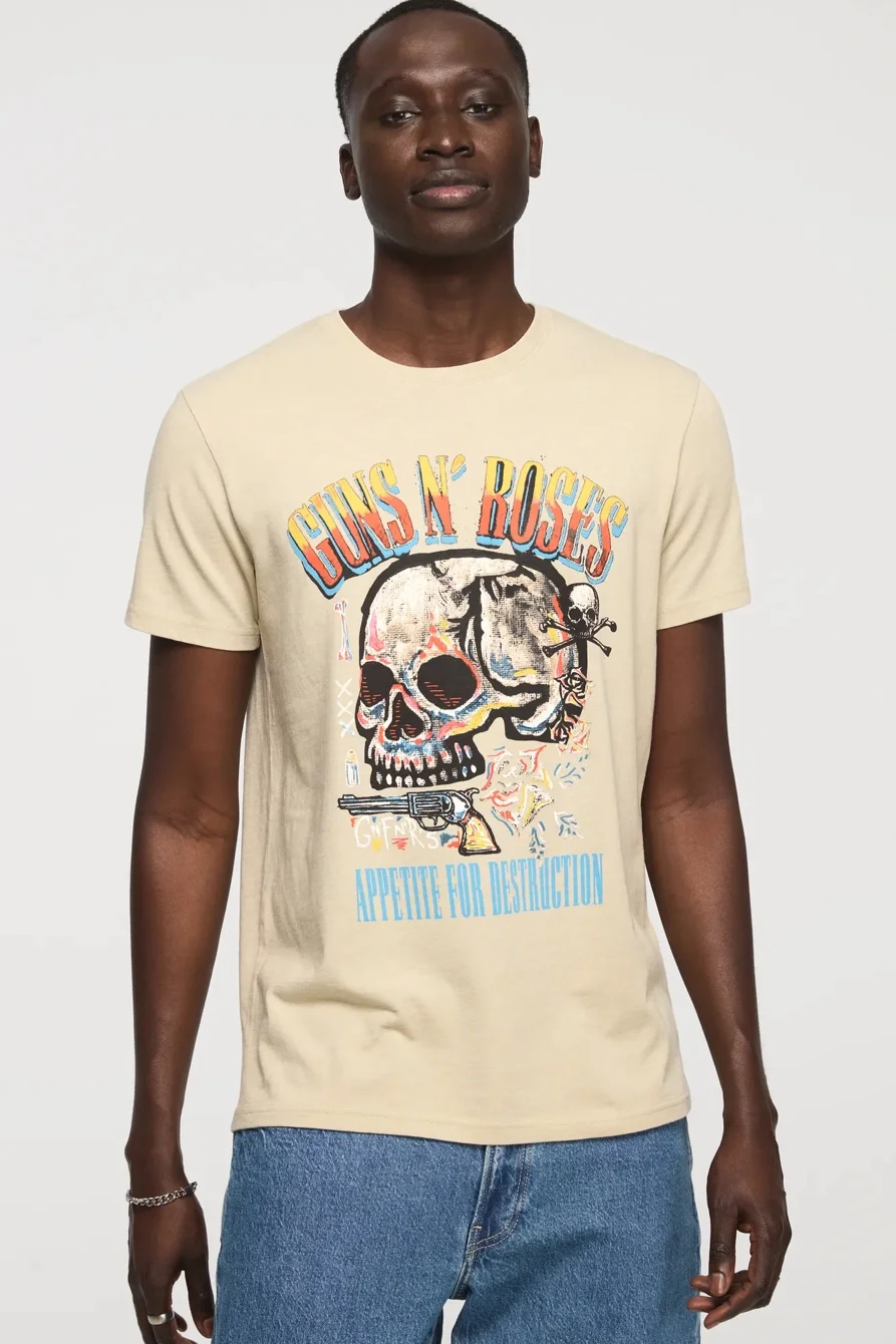 Image of Lucky Brand Guns N Roses Painted Tee - Men's Clothing Tops Shirts Tee Graphic T Shirts in Eucalyptus