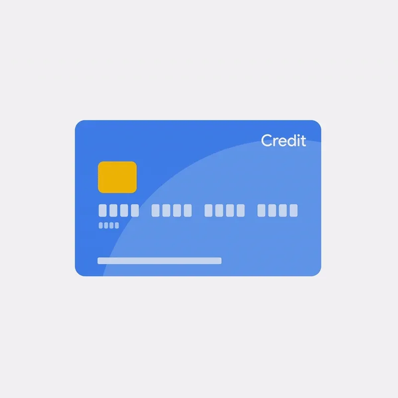 Animated gif of a credit card that then transitions into coins, a lock, and a fingerprint.