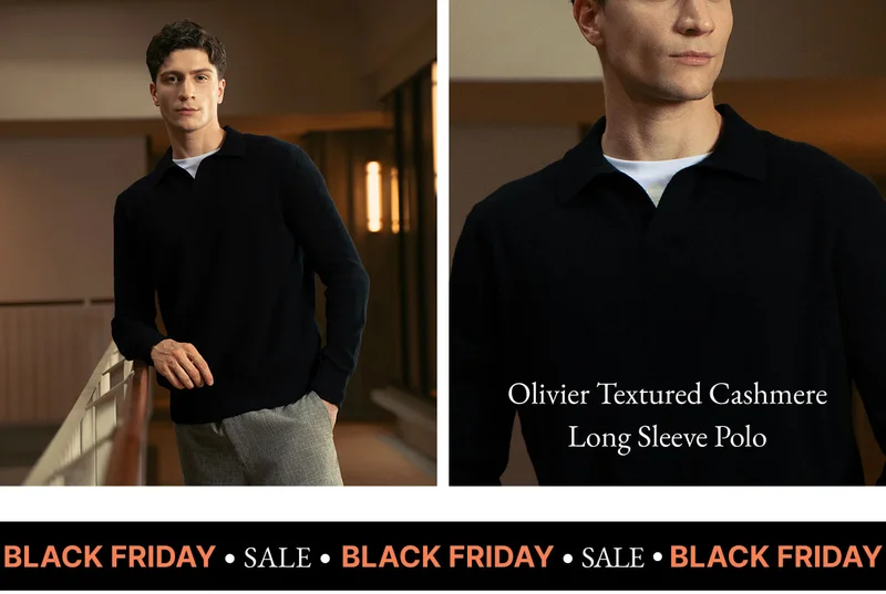 Olivier Textured Cashmere Long Sleeve Polo