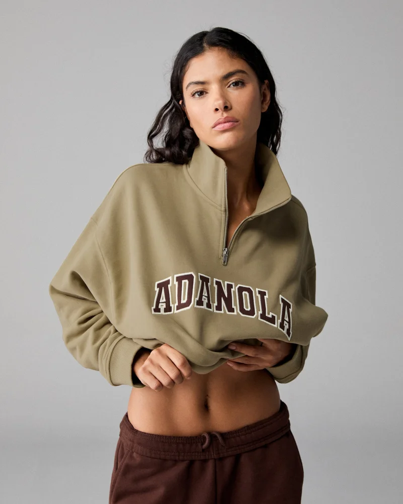 Varsity Relaxed Funnel Neck Sweatshirt - Pistachio Green