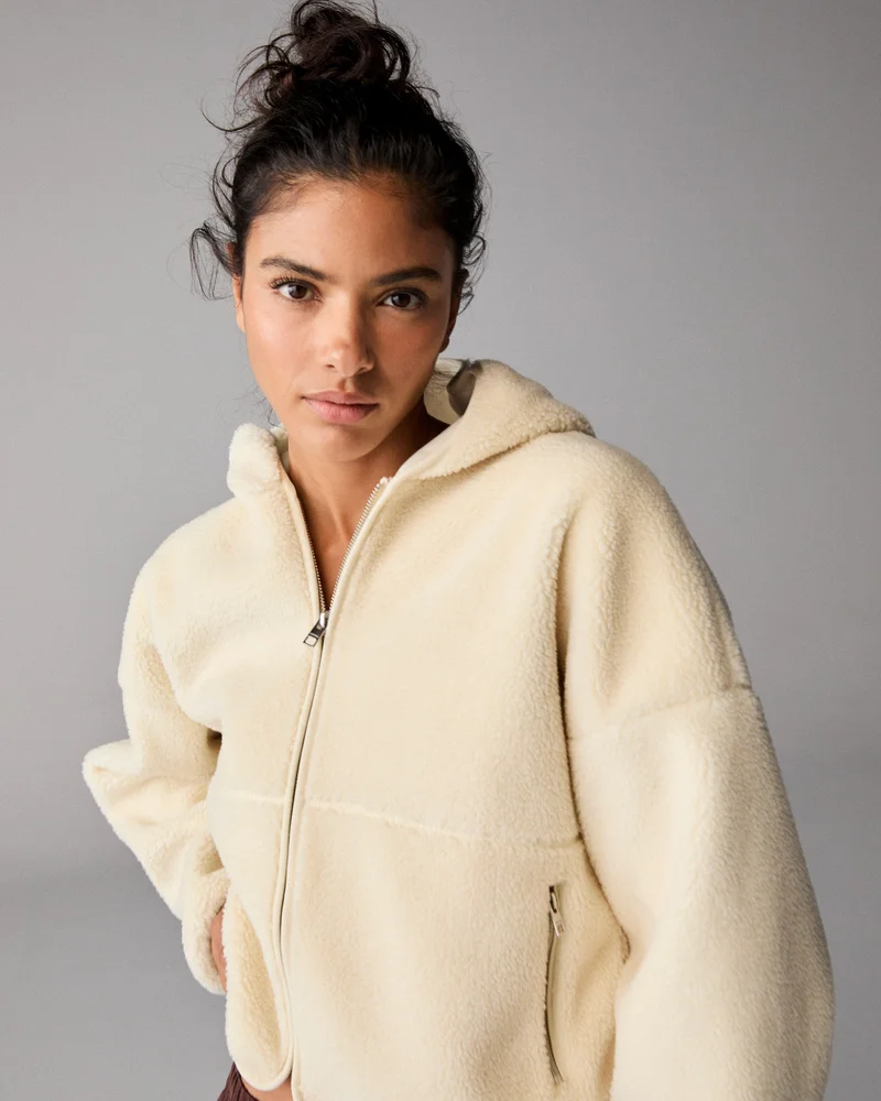 Hooded Borg Bomber Jacket - Marshmallow White