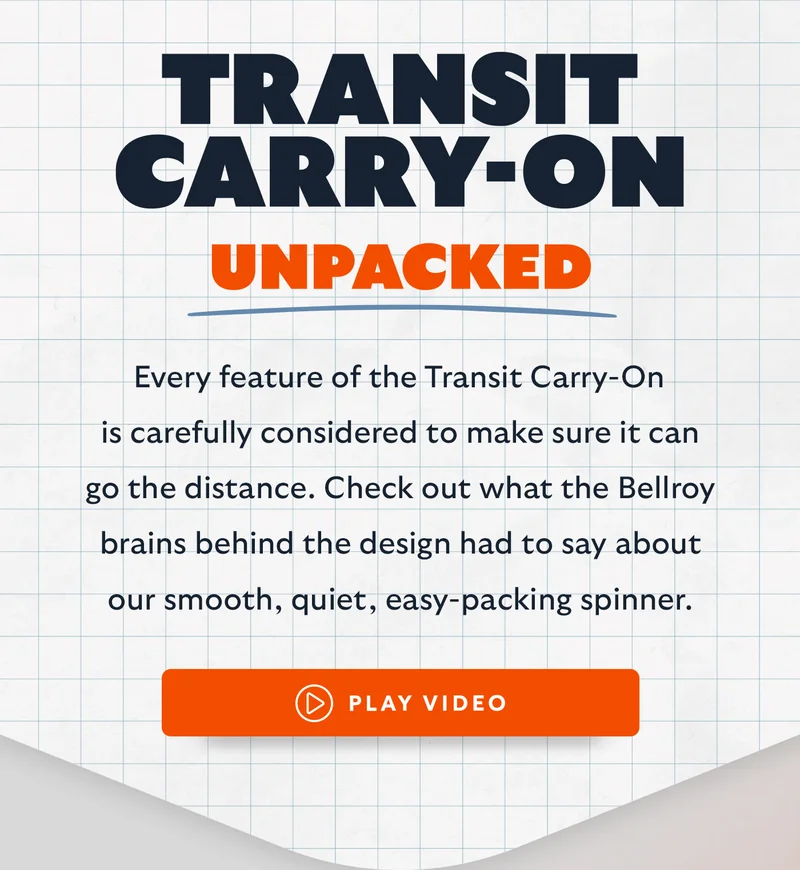 Every feature of the Transit Carry-On is carefully considered to make sure it can go the distance. Check out what the Bellroy brains behind the design – had to say about our smooth, quiet, easy-packing spinner.