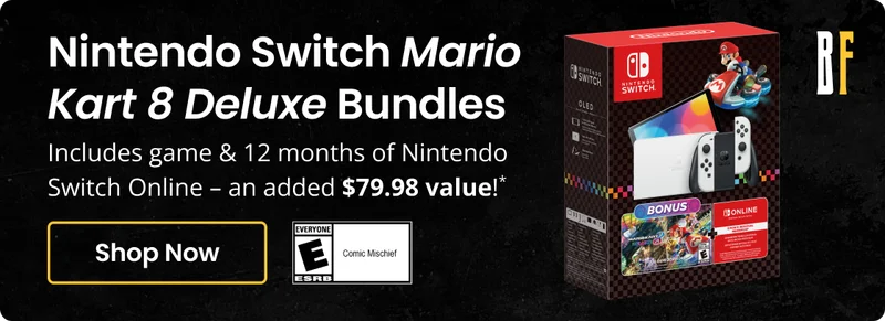 Nintendo Switch Mario Kart 8 Deluxe Bundles Includes game & 12 months of Nintendo Switch Online - an added $79.98 value!* | Shop Now