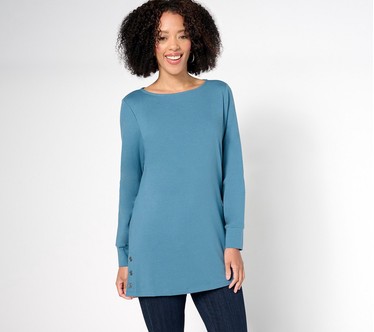 Denim & Co. Essentials Petite Perfect Jersey Boat Neck Tunic