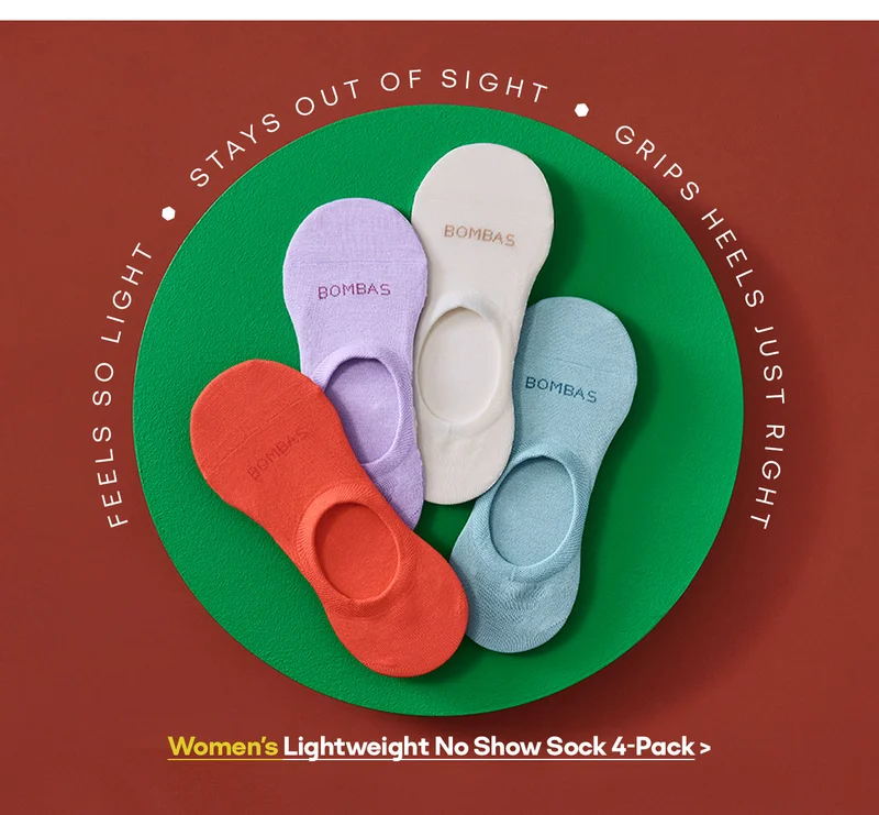 FEELS SO LIGHT. STAYS OUT OF SIGHT. GRIPS HEELS JUST RIGHT. Women's Lightweight No Show Sock 4-Pack >