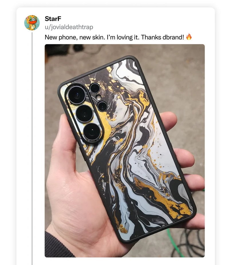 u/jovialdeathtrap on Reddit: "New phone, new skin. I'm loving it. Thanks dbrand!"
