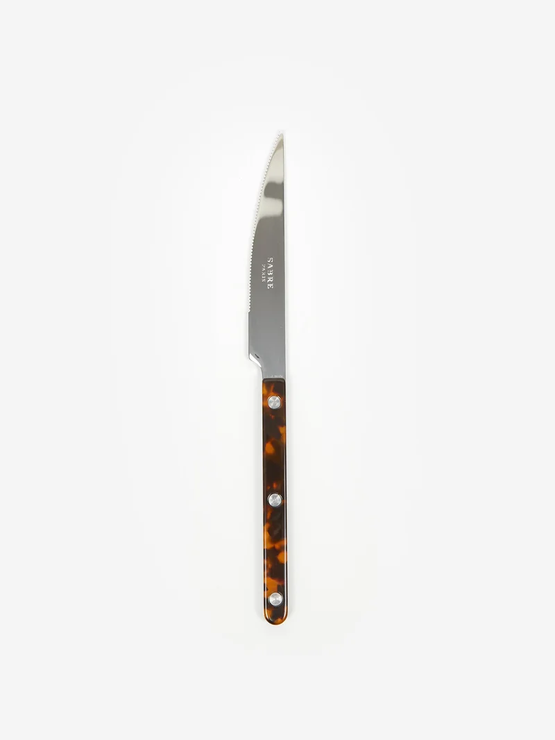Image of Sabre Dinner Knife - Faux Tortoise