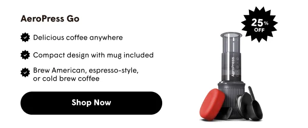 AeroPress Go | Delicious coffee anywhere Compact design with mug included Brew American, espresso-style, or cold brew coffee | Shop Now