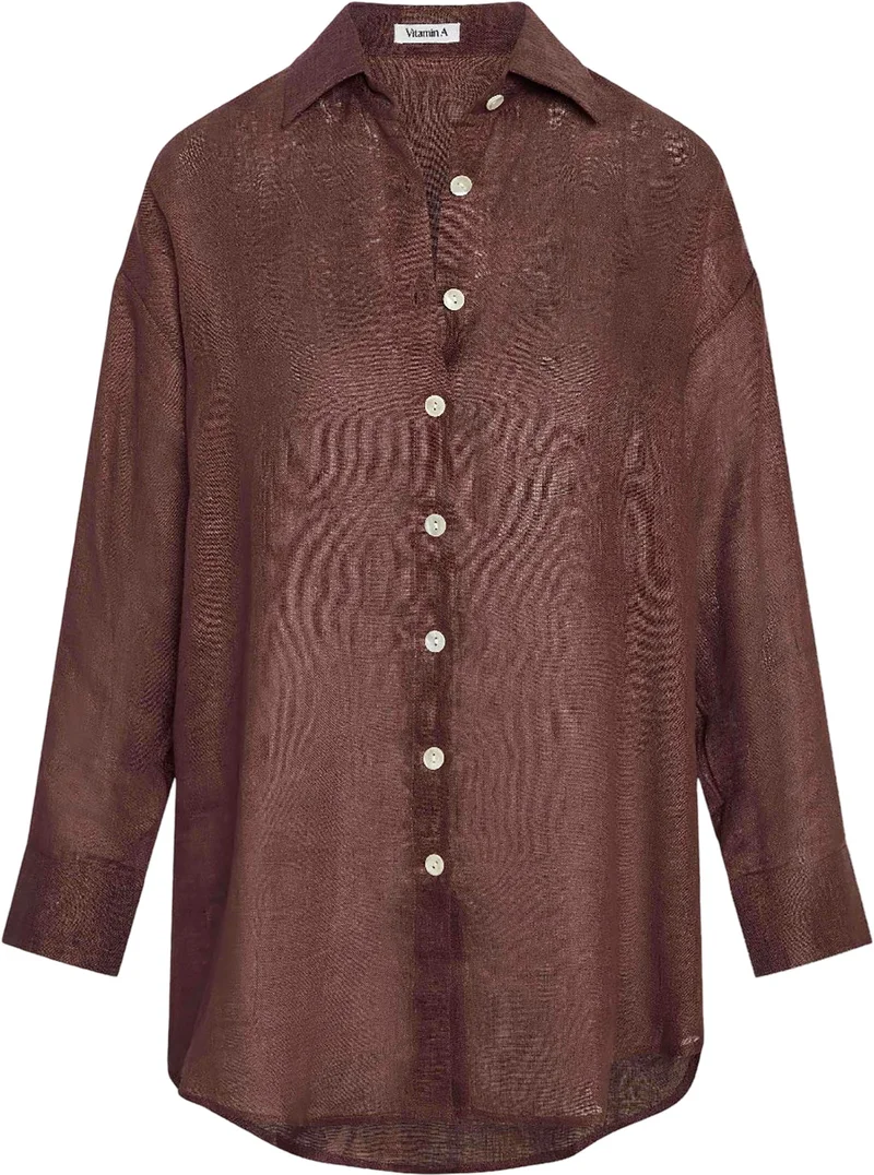 Vitamin A,  Playa Linen Boyfriend Shirt - Women's