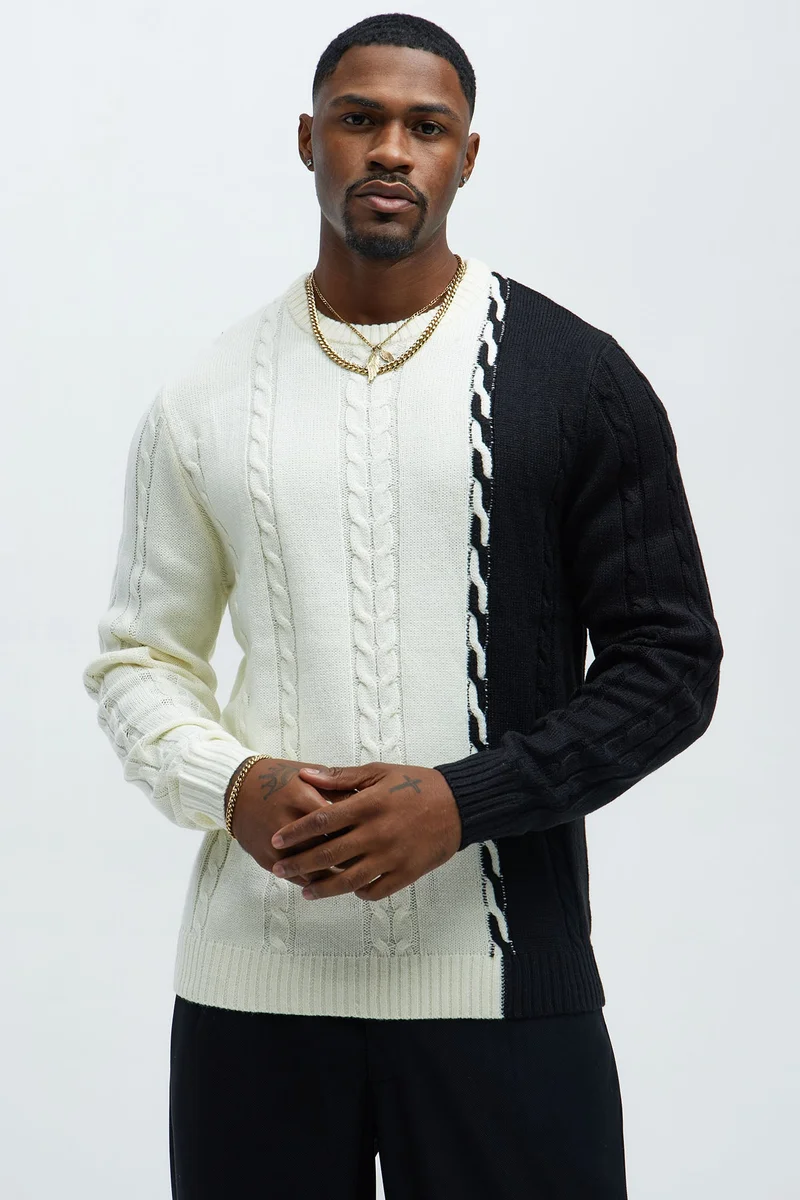 Image of Cody Cable Knit Sweater - White/combo