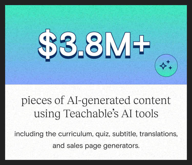 top 5 most used features - 23M Coupons Created 99K AI-Generated Course Outlines Created 21K AI Lesson Summaries Created 15K Order Bumps Created 12K Upsells Created