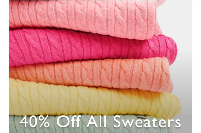 30% off new all sweaters