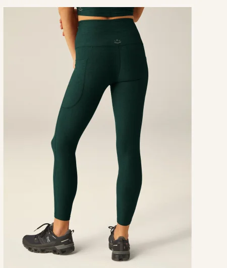 Spacedye Go Pocket Midi Legging in Dark Spruce Green Heather