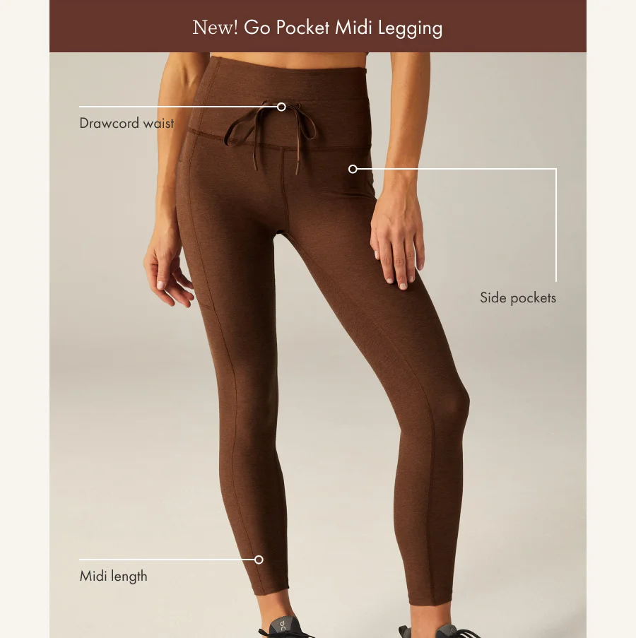 Spacedye Go Pocket Midi Legging in Chocolate Heather