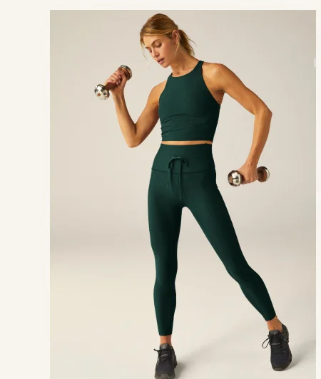 Spacedye Go Pocket Midi Legging in Dark Spruce Green Heather