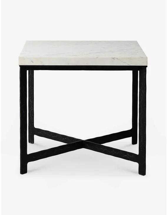 Breslin Side Table-Black and Marble