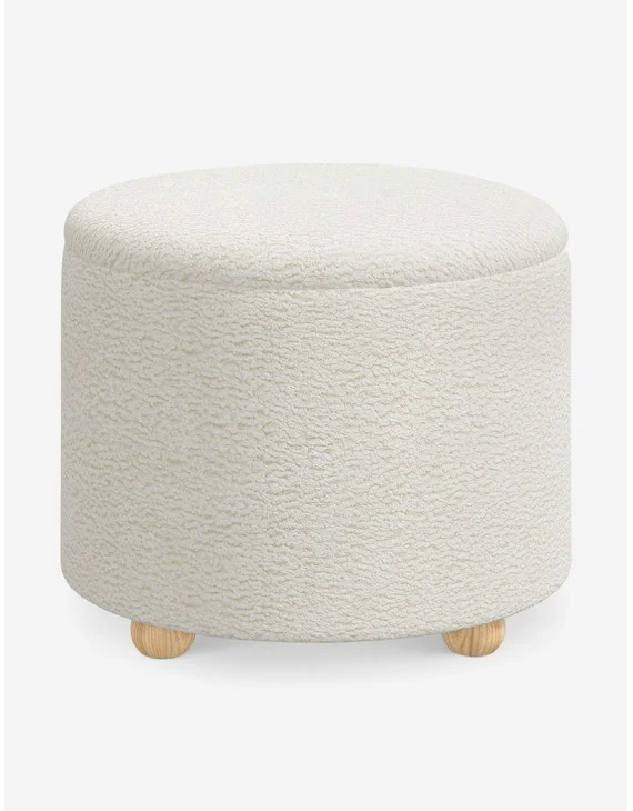Kamila Storage Ottoman-Cream Sherpa / 24"Dia