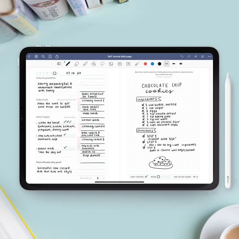 Image of Self Journal (v5) GoodNotes & Notability App Template (Digital Download)