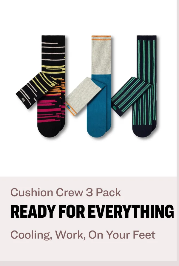 The goods socks sale Cushion crew 3 pack Cushion crew 10 pack ready for everything bowo Cooling, Work, On Your Feet  Solid Colors.  Solid Support.