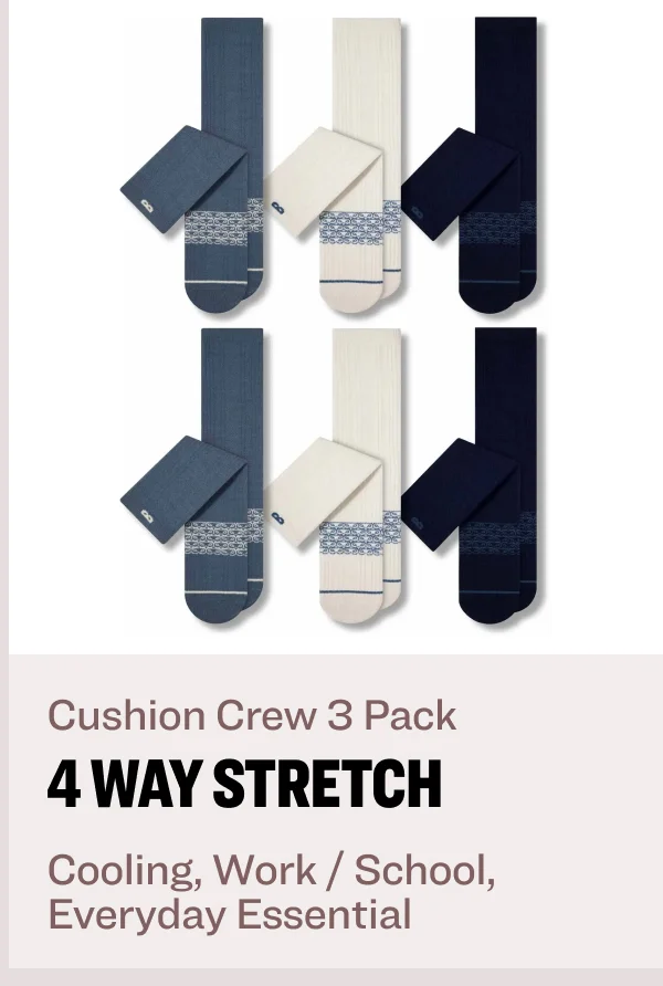 The goods socks sale Cushion crew 3 pack Cushion crew 3 pack supercool 4 way stretch Zone cool, workout, High-Intensity athletic Cooling, Work / School, Everyday Essential