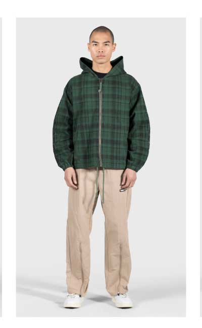 DEDICATE PLAID ZIP PONCHO