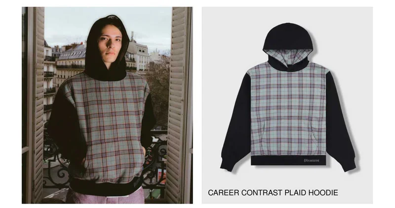 CAREER CONTRAST PLAID HOODIE (BLACK)