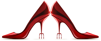 Red Heels pointing opposite directions