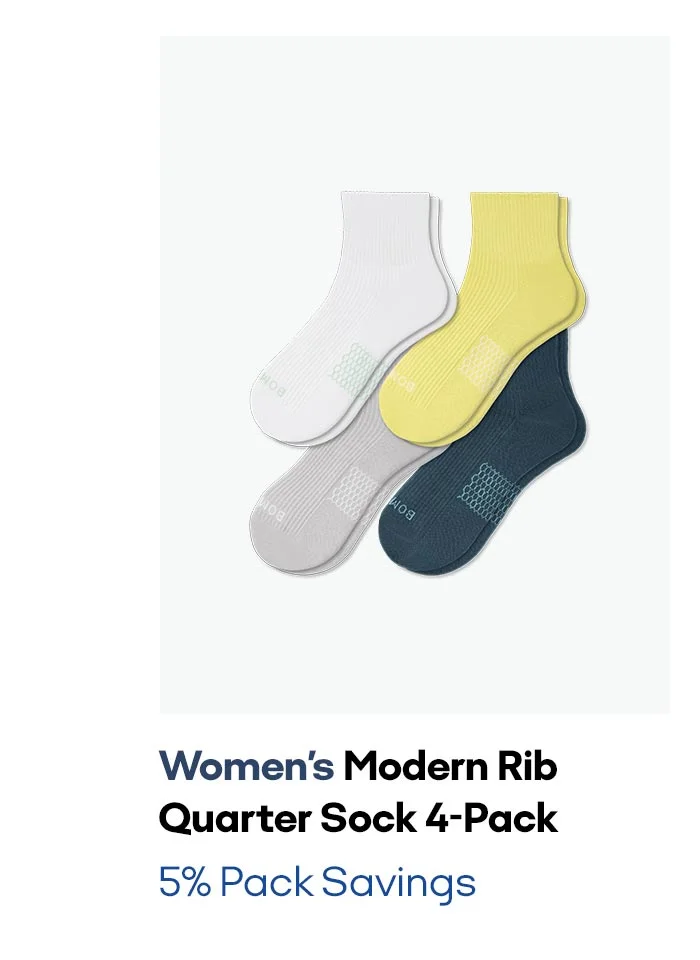 Women's Modern Rib Quarter Sock 4-Pack 5% Pack Savings