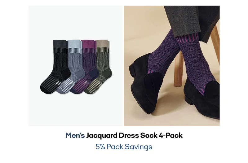 Men's Jacquard Dress Sock 4-Pack 5% Pack Savings