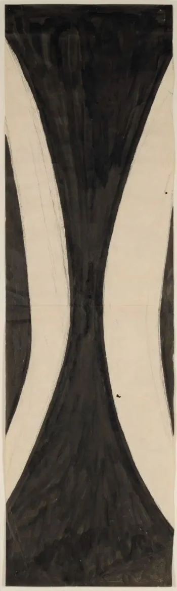Abstract black-and-white painting of the Brooklyn Bridge