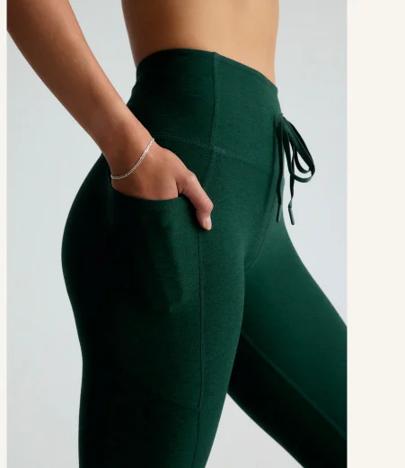 Spacedye Go Pocket Midi Legging in Dark Spruce Green Heather