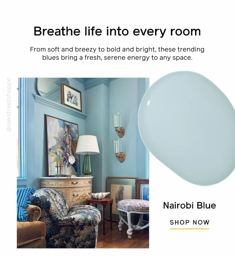 Breathe life into every room. From soft and breezy to bold and bright, these trending blues bring a fresh, serene energy to any space. Nairobi Blue SHOP NOW
