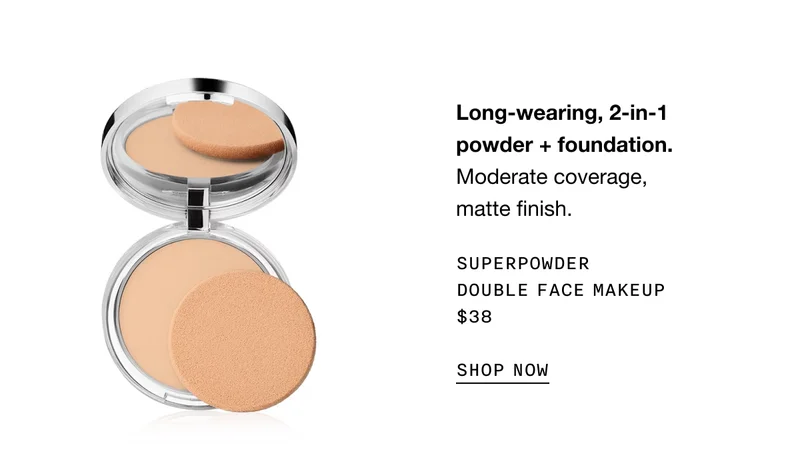 Long-wearing, 2-in-1 powder + foundation. Moderate coverage, matte finish. SUPERPOWDER DOUBLE FACE MAKEUP $38 SHOP NOW