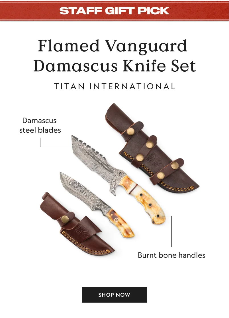 Flamed Vanguard Damascus Tracker Edition Knife