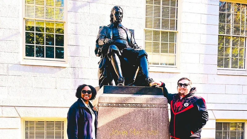 Image description: People on the Harvard University Campus Guided Walking Tour.