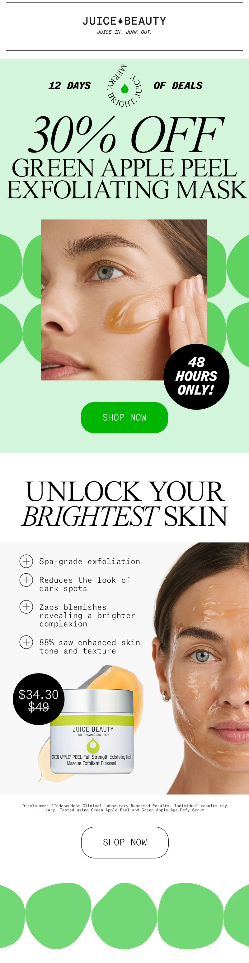 30% Off Green Apple Peel Exfoliating Mask
