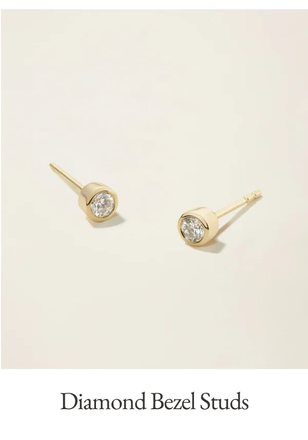 14k Solid Gold Diamond Bezel Studs