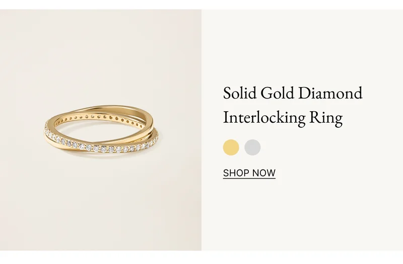 14k Solid Gold Diamond Interlocking Ring