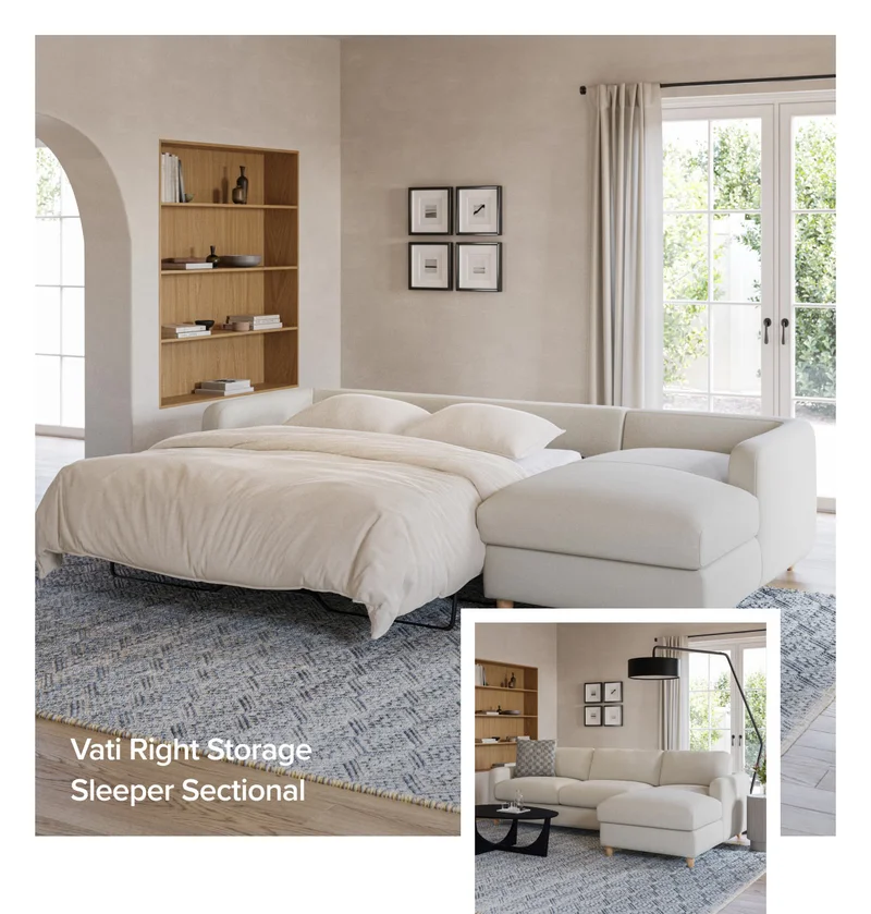 Vati Right Storage Sleeper Sectional.